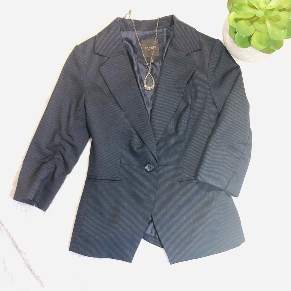 Navy pinstripe blazer